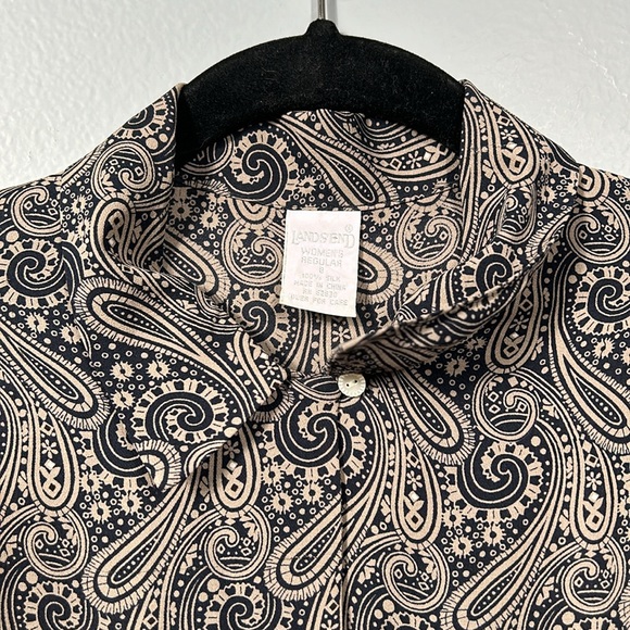 Vintage Land’s End Silk Shirt 80s 90s style size 8 - Picture 14 of 16